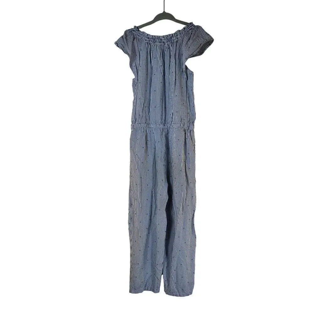 OLD NAVY Girl’s Striped Ruffle Cap Sleeve Jumpsuit / Size: S 6-7